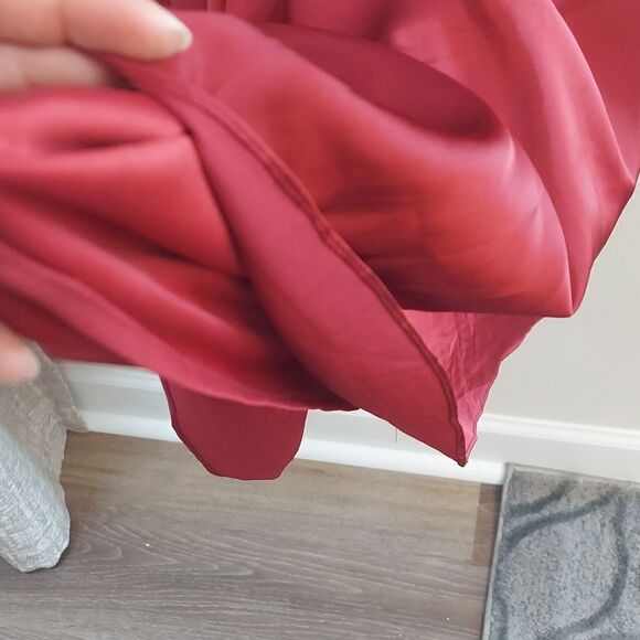 Mac Duggal 67907 Burgundy Satin V-Neck Long Sleeve Dress Sz 22W NWT - Picture 10 of 13